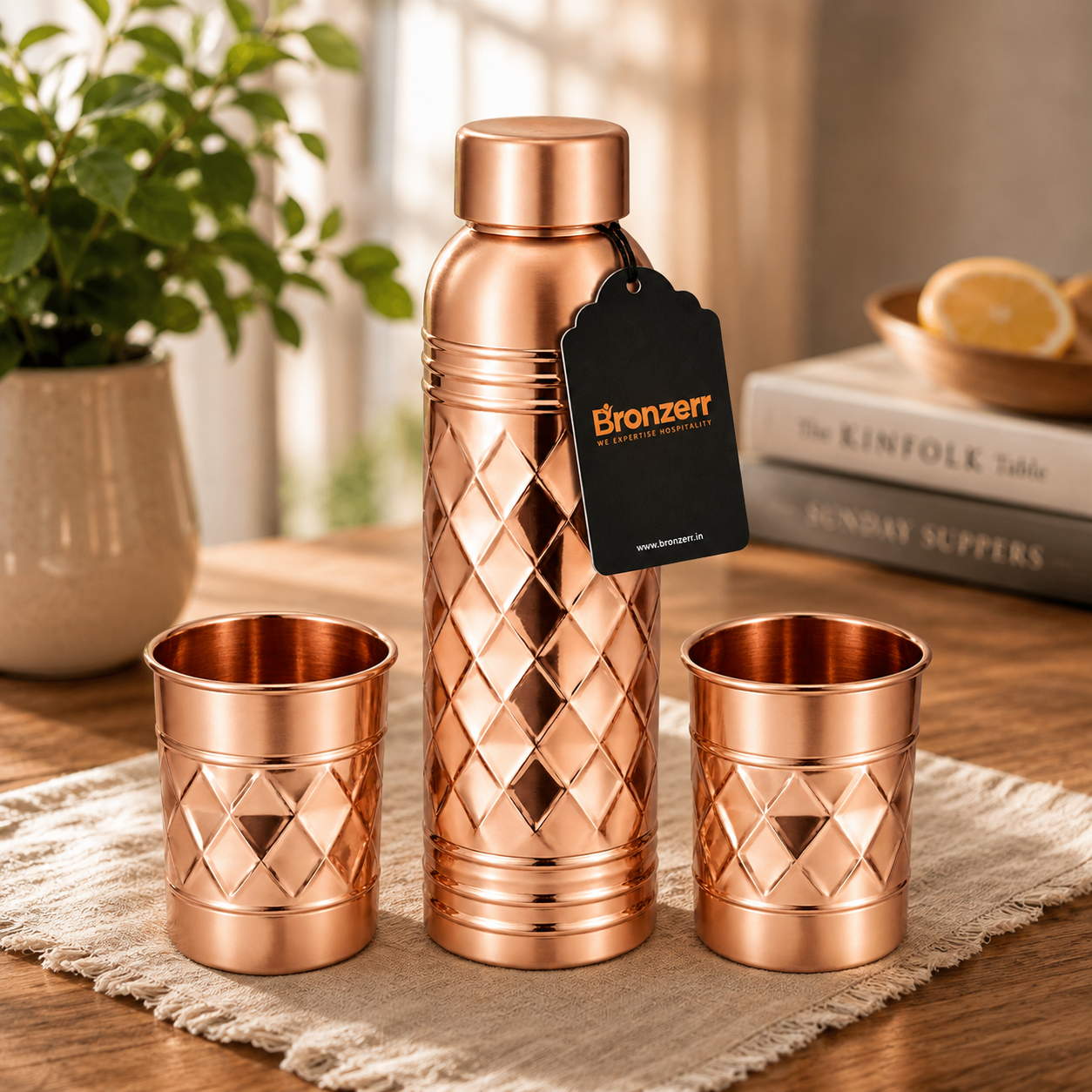 Copper Finish Flask & Tumbler Set