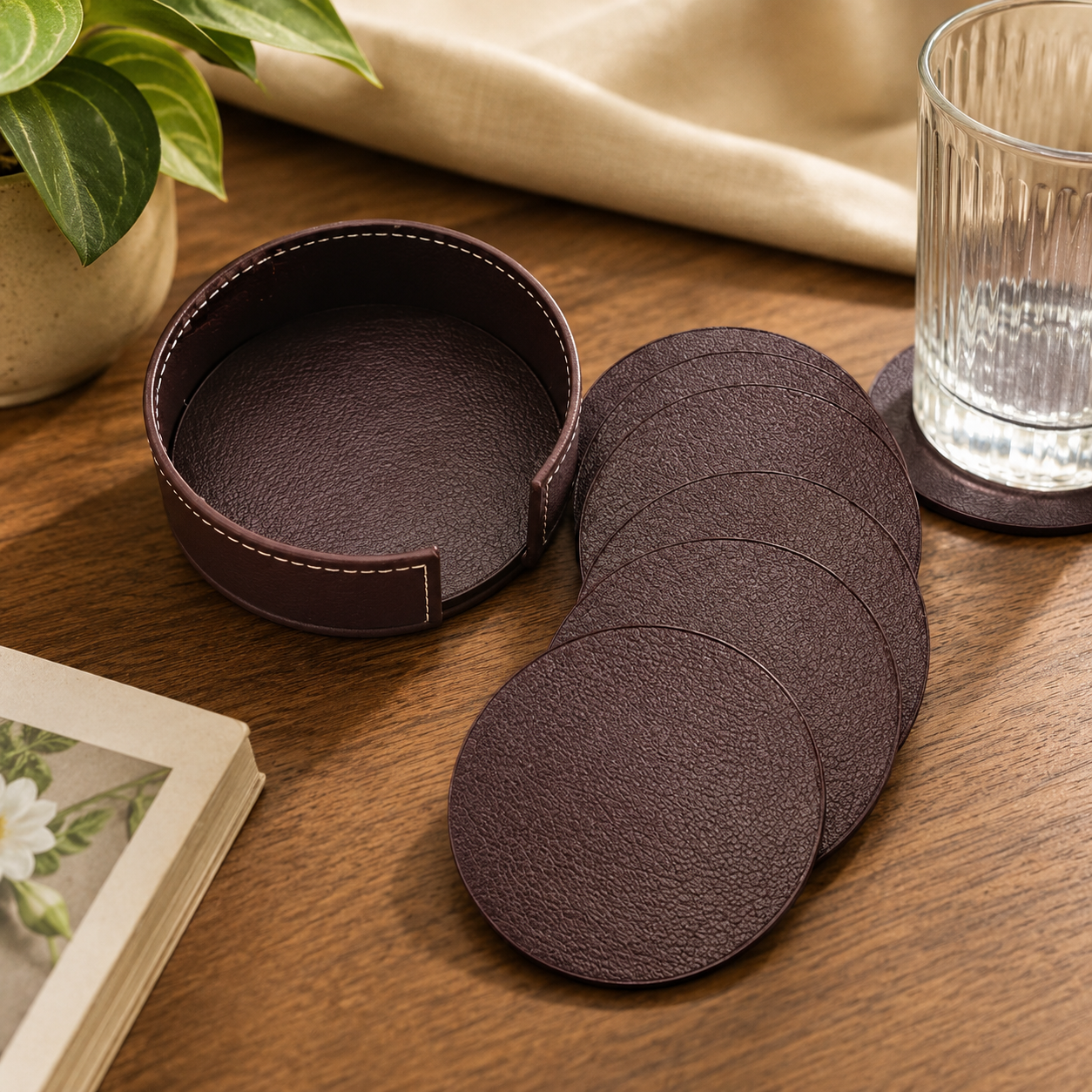 Pure Leather Coaster Set